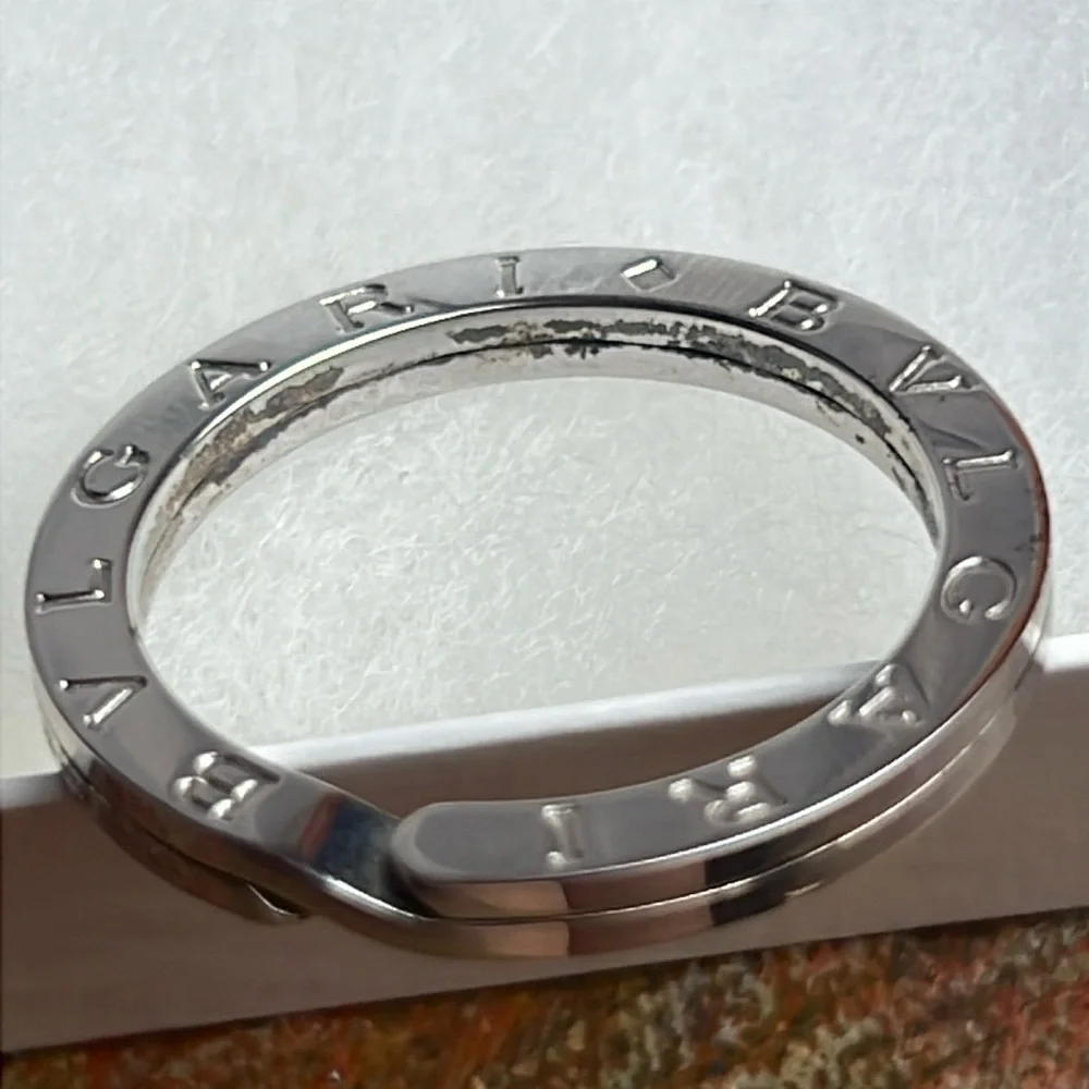 BVLGARI BVLGARI KEYRING silver 925 unisex minimalist logo Auth.
